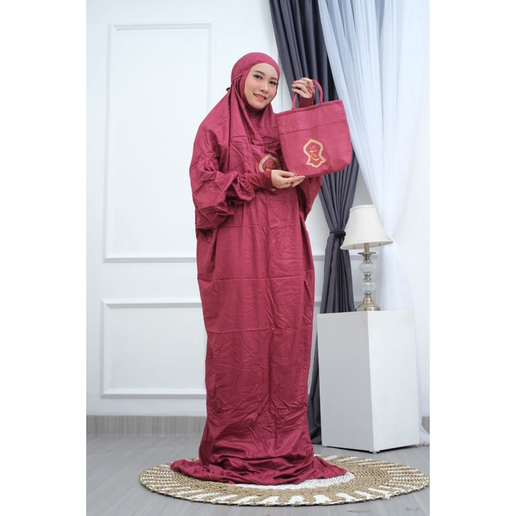 Mukena TEROMPAH MANSET Hadramaut Bali Terompah Polosan Warna Mukenah Dewasa Jumbo Rayon 5 Warna #5