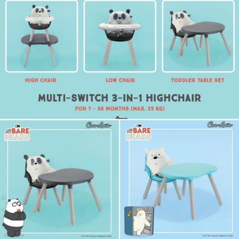 Cocolatte High Chair Multiswitch 3in1 We Bare Bears