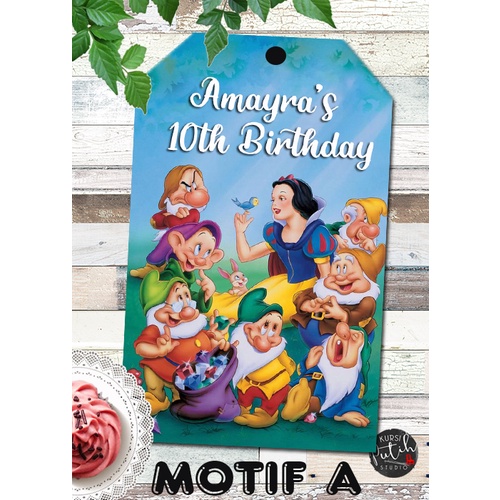 Gift Tag / Birthday Card Tag / Ucapan Ultah Anak tema snow white putri salju