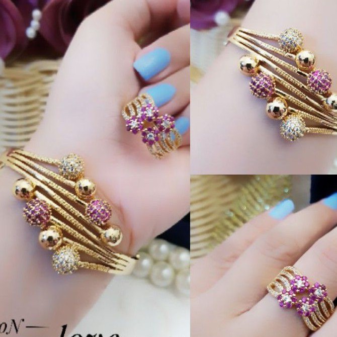 Xuping Perhiasan Set Gelang dan Cincin Cantik RE667