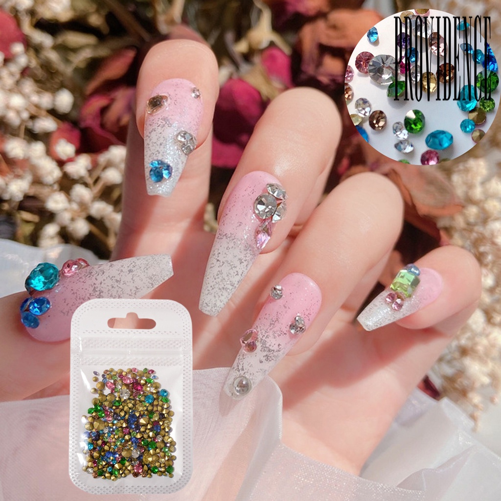 Providence 300Pcs / Set Berlian Imitasi Glitter Multiwarna Tahan Lama Untuk Nail Art / Manicure / Salon