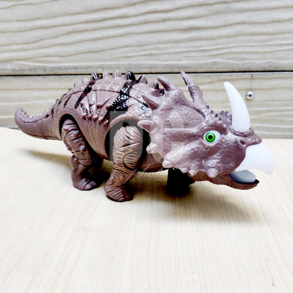 Dinosaur Triceratops Mainan Robot Dino Dinosaurus Suara Jalan Tanduk Nyala