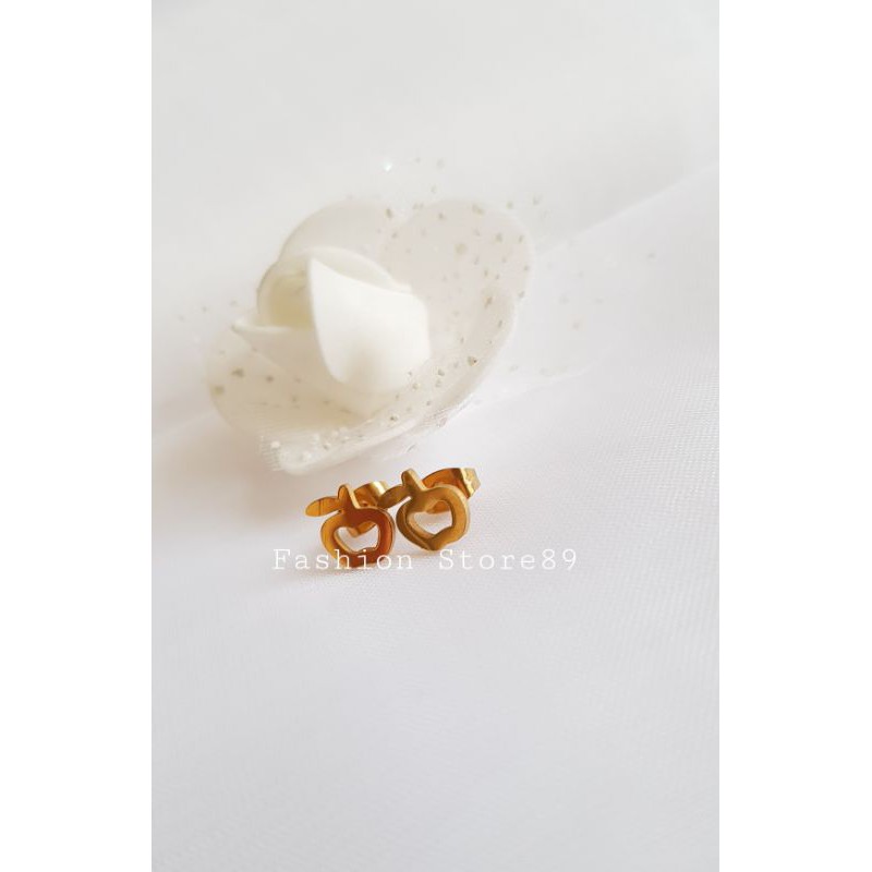 Anting tusuk apple titanium gold white import antikarat selamanya