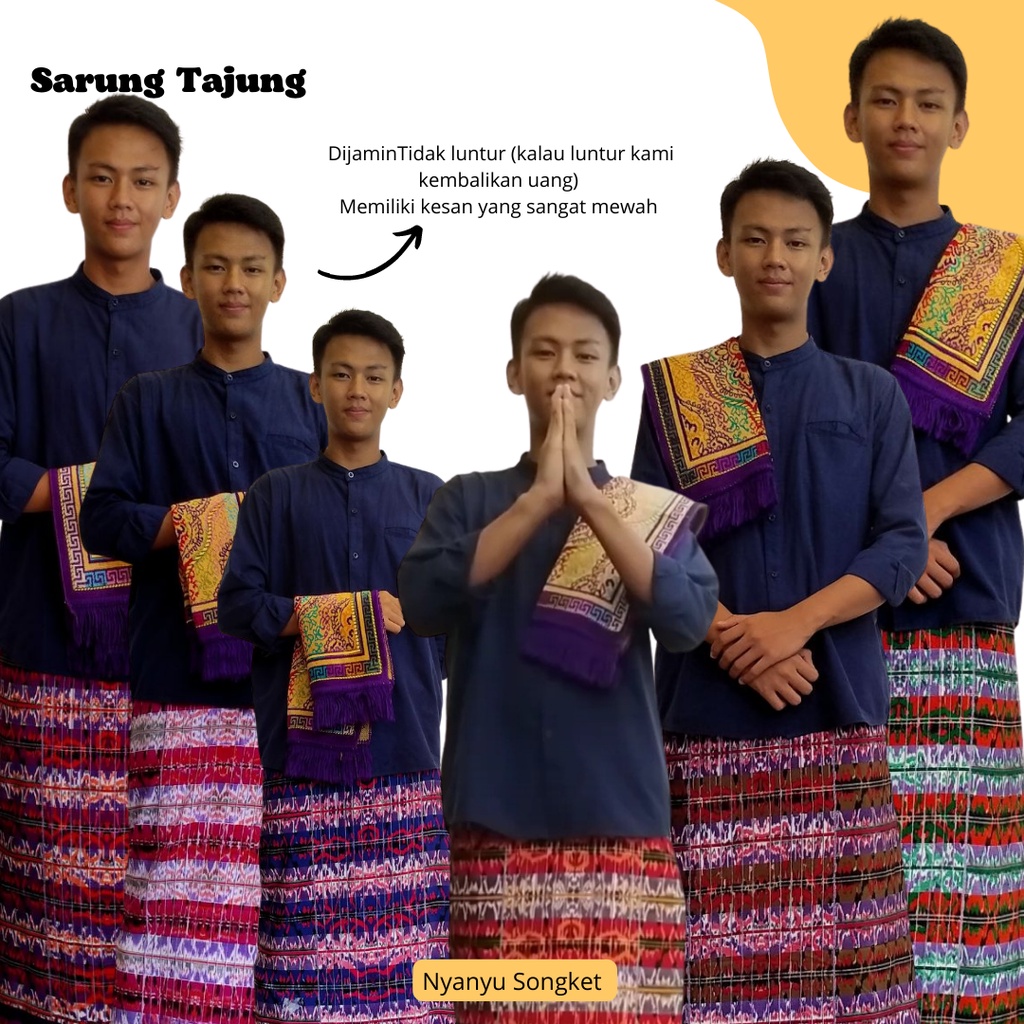 Kain Sarung Tajung Mesin Khas Palembang Berbagai Macam Motif dan Warna - Nyayu Songket