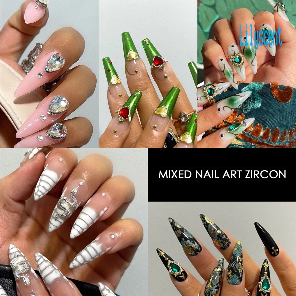 1 Kotak Ornamen Kristal Berlian Imitasi Glitter Bentuk Hati Aneka Warna Serbaguna Untuk Nail Art