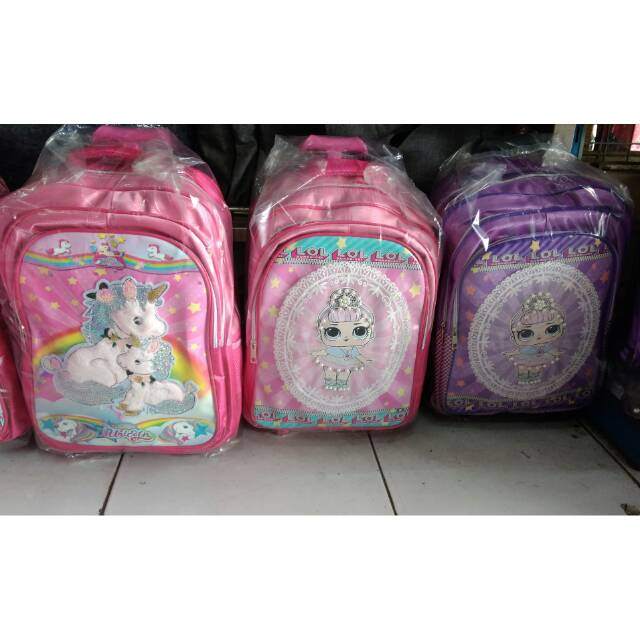 Tas roda LED anak perempuan SD #troli anak perempuan