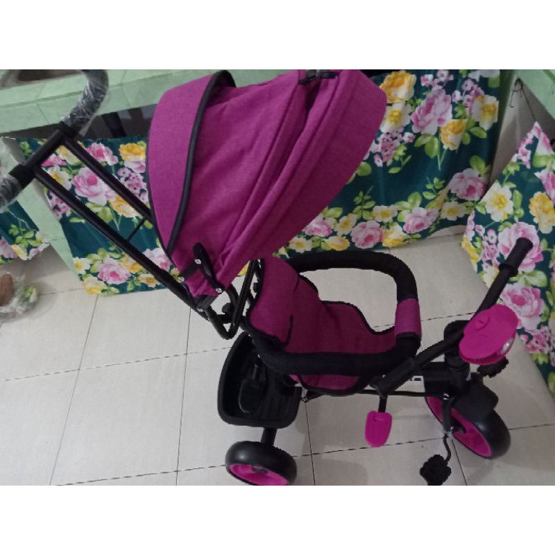 sepeda anak sepeda roda tiga stroller bayi murah dorongan musik bongkar pasang