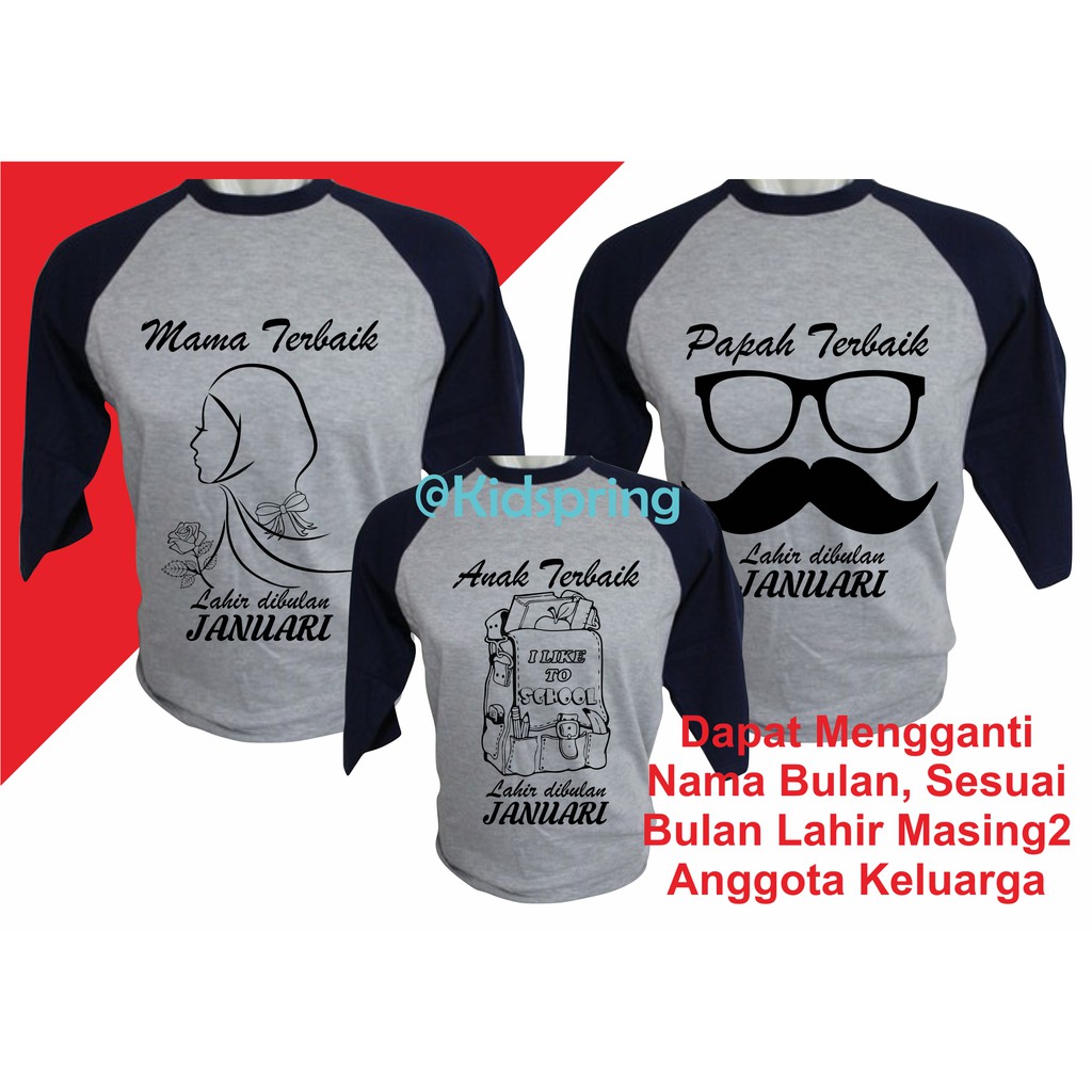 Tshirt Baju Couple Keluarga Unik Murah Tebal Kaos Family 1 Anak Lucu