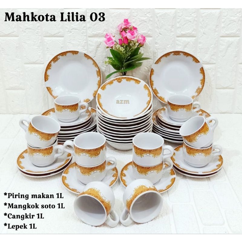 Dinner Set Pring Cangkir Mangkok Mahkota Diner Set