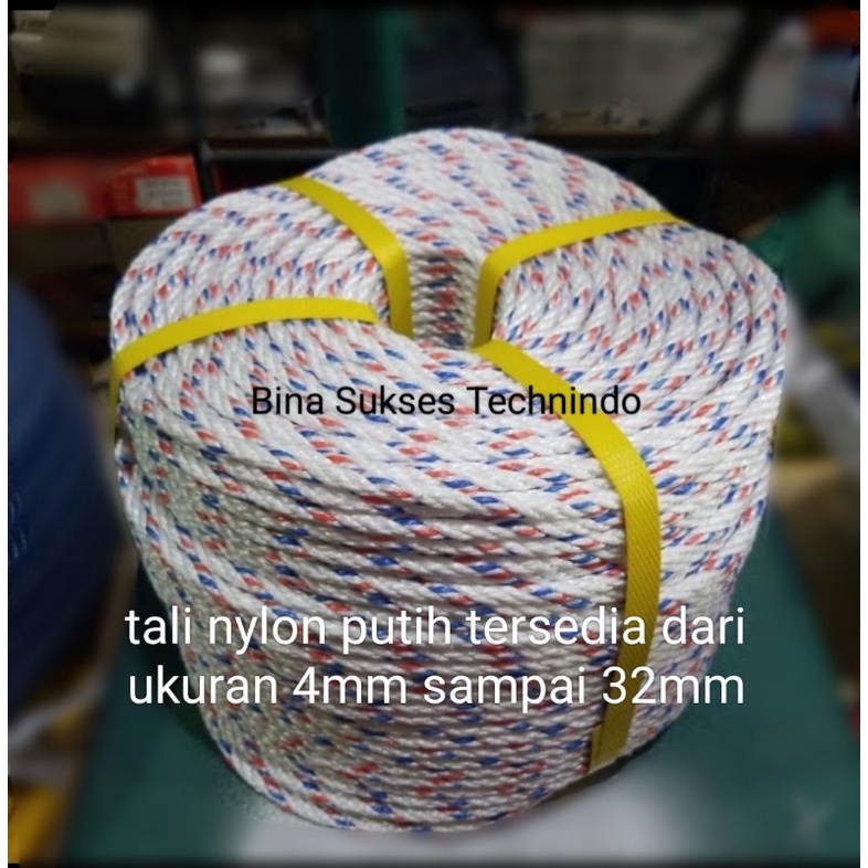 

14mm TALI NYLON PUTIH KAPAL TARIK TAMBANG DADUNG TAMPAR PP 14 mm