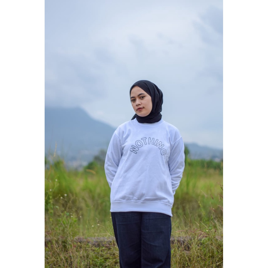 SWEATER UNISEX NOTHING TEXT - CREWNECK TEBAL KEKINIAN PREMIUM