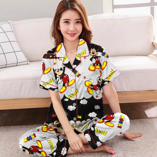 Hokystore99 - Piyama Wanita Dewasa Lengan Pendek Celana Panjang / Baju Tidur Wanita Dewasa (Part.1)-Miki awan