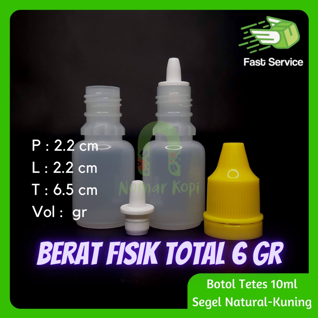 Botol Tetes 10ml Clear Tutup Segel Plug Tebal Murah