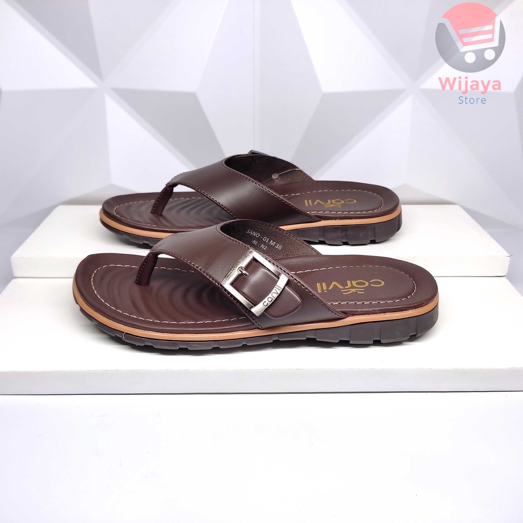 Carvil Sano Sandal Pria Sendal Kasual Casual Pria Laki-Laki Desain Trendy Kulit Sintetis Berkualitas MAESTRO