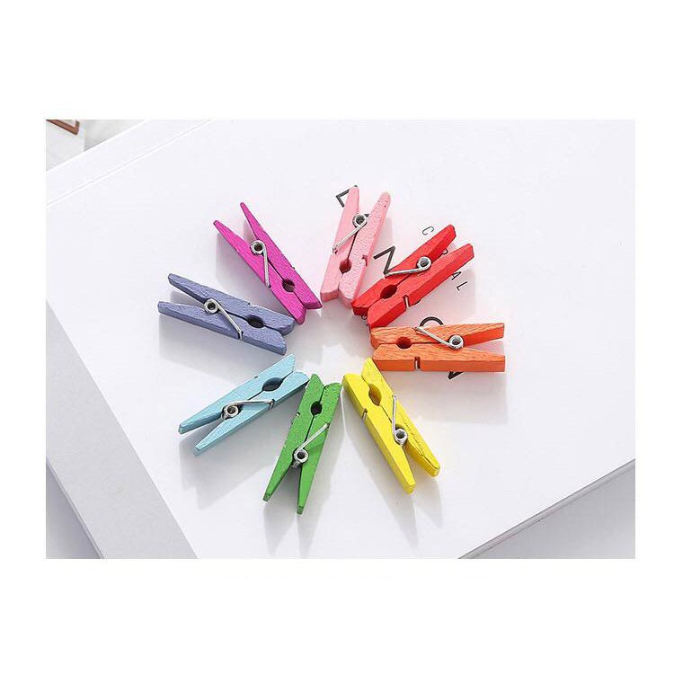 MurmerOfficial R037 Warna Klip Jepit Mini Penjepit Kayu Warni Wooden Clip Foto