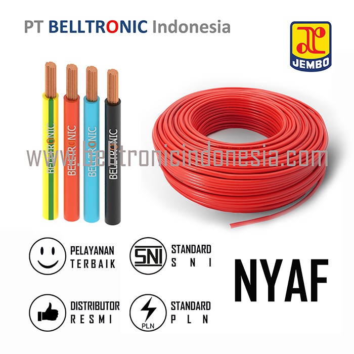 Kabel listrik JEMBO NYAF 1.5 mm Merah, 1 roll@100meter