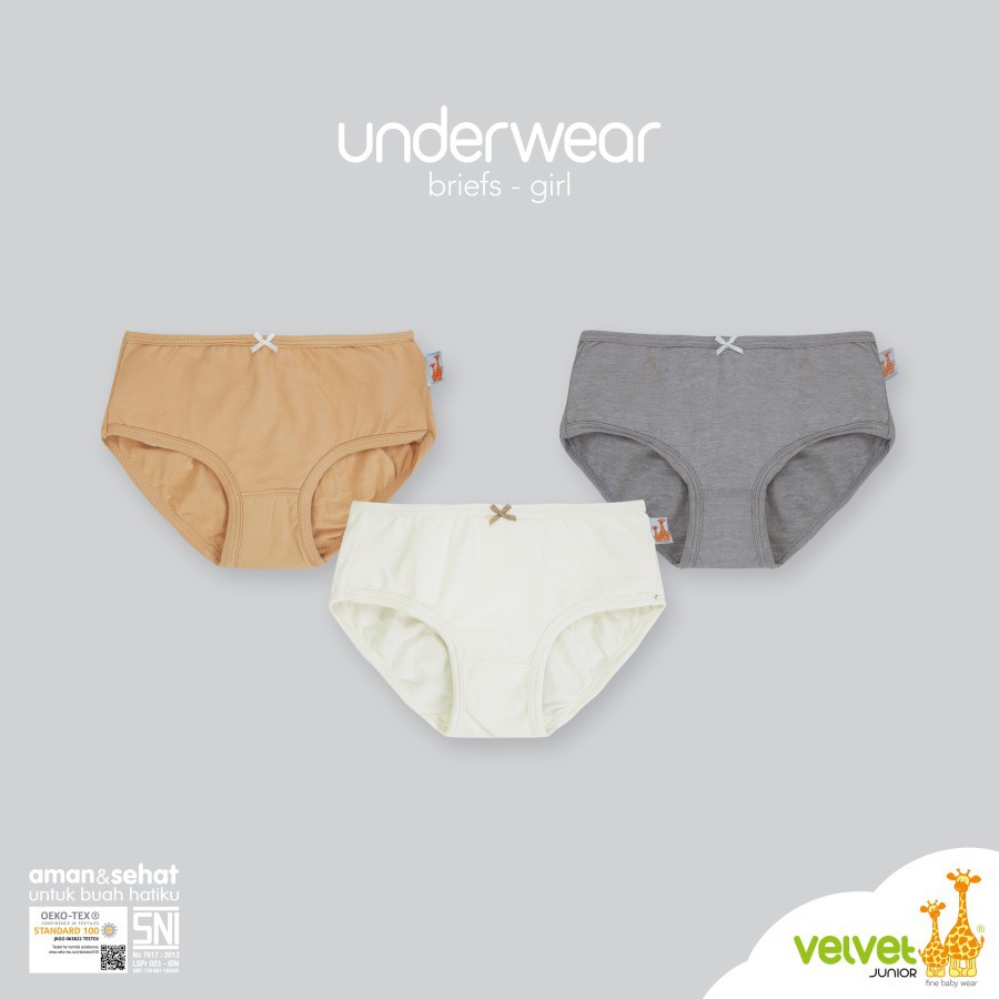 Celana Dalam Anak Perempuan Velvet Junior Briefs 3pcs