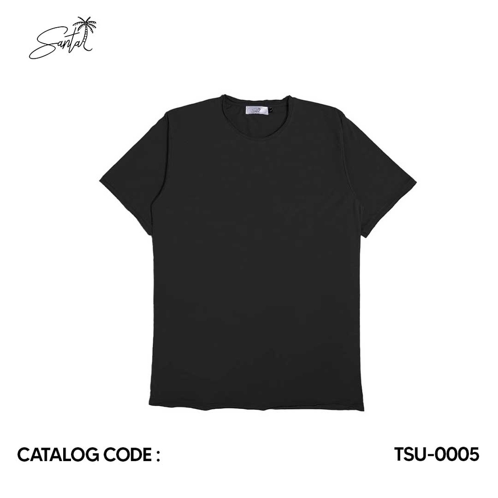 Santai T-shirt Basic Unfinished Jet Black Pria Wanita ( TSU-0005 )