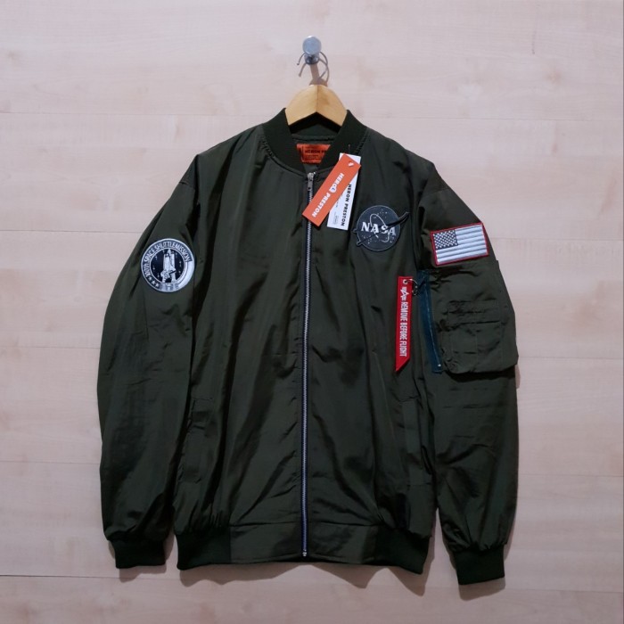 JAKET BOMBER HERON PRESTON X NASA PATCH ARMY - M