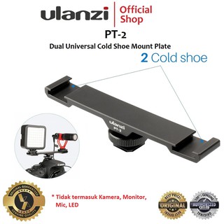 ULANZI PT-2 Dual Hot Cold Shoe Mount Plate Extension Bracket for Mic LED Flash etc.