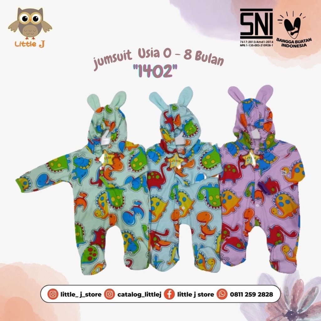 jumsuit tutup kaki LITTLE J motif DINO kode 02