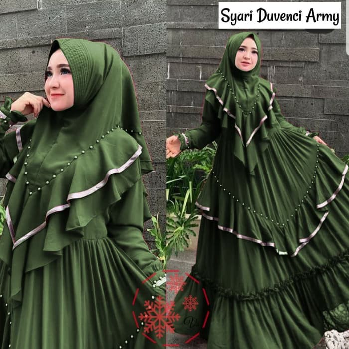 Harga Murah.. Muslimore - Baju Muslim Wanita Gamis Murah Hijau LK946  Duvenci Army New [ 0100] Tbr