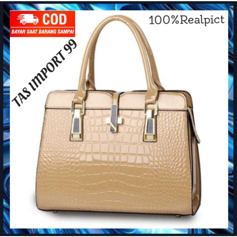 TAS KERJA KANTOR SELEMPANG BAHU WANITA CEWEK REMAJA PEREMPUAN CROCO IMPORT BATAM CANTIK MEWAH ELEGAN