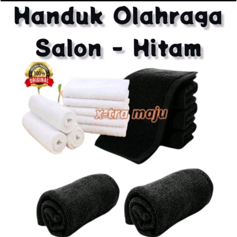 Handuk Katun Hitam - Putih / Handuk salon / Handuk Olahraga - Daya Serap Tinggi