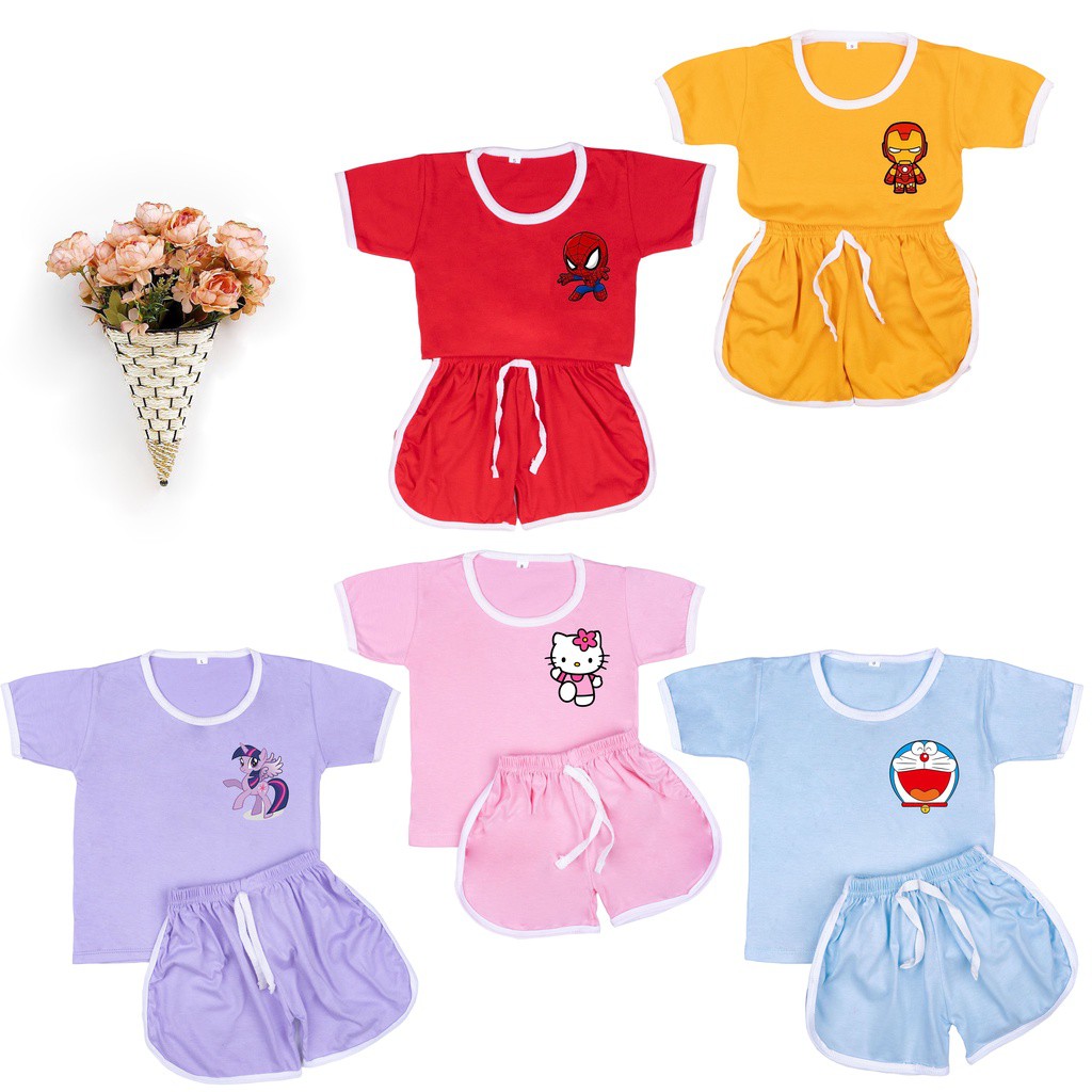 Terbaru SETELAN BAJU PLAYSET KARAKTER CUPA CUPS ANAK / SETELAN ANAK BALITA POLOS