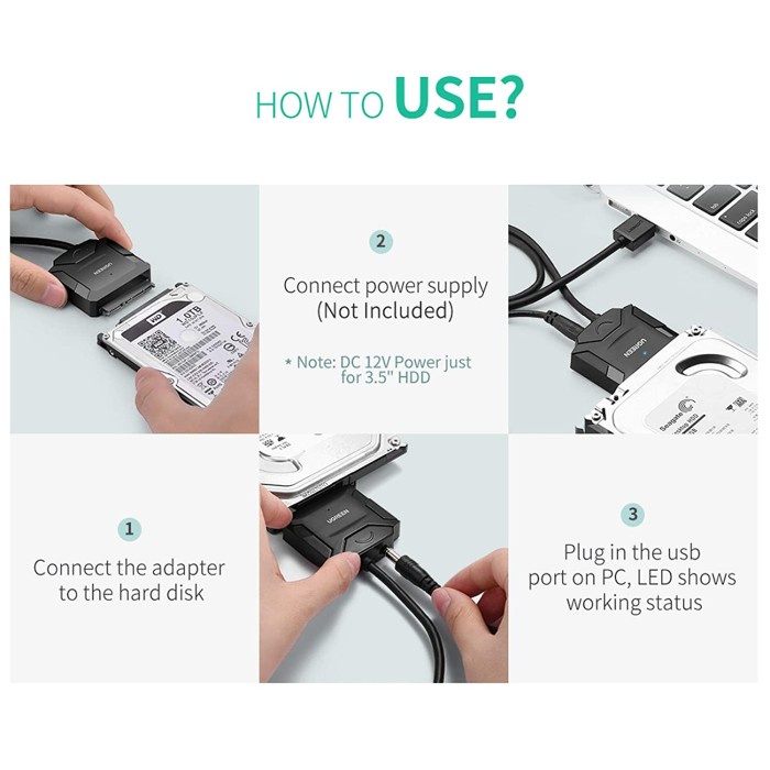 UGREEN Converter HDD SSD SATA 2.5&quot;/3.5&quot; to USB-A Adapter - CR108