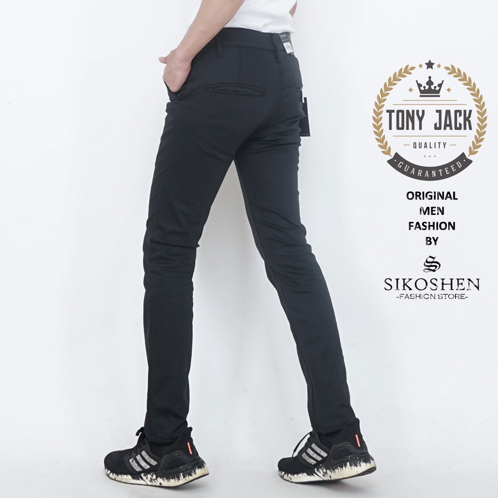 Celana Chino Pria Hitam Original Tony Jack Celana Panjang Pria Slimfit Celana Panjang Cowok Terbaru