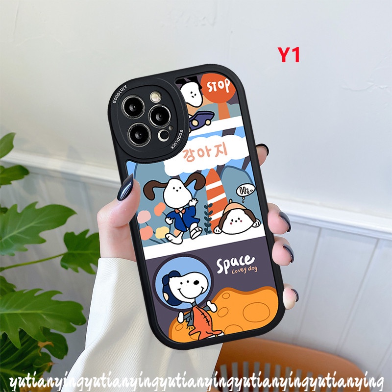 Realme C53 C55 10 Pro Plus C35 C25 C25Y C30 8i 9i C12 8 C11 C25s C31 GT C21Y C15 C3 C21 C17 C20 8Pro 5 6s 6i 5i 6 5s Kartun Lucu Space Snoopy Couple TPU Soft Case Belakang Sarung