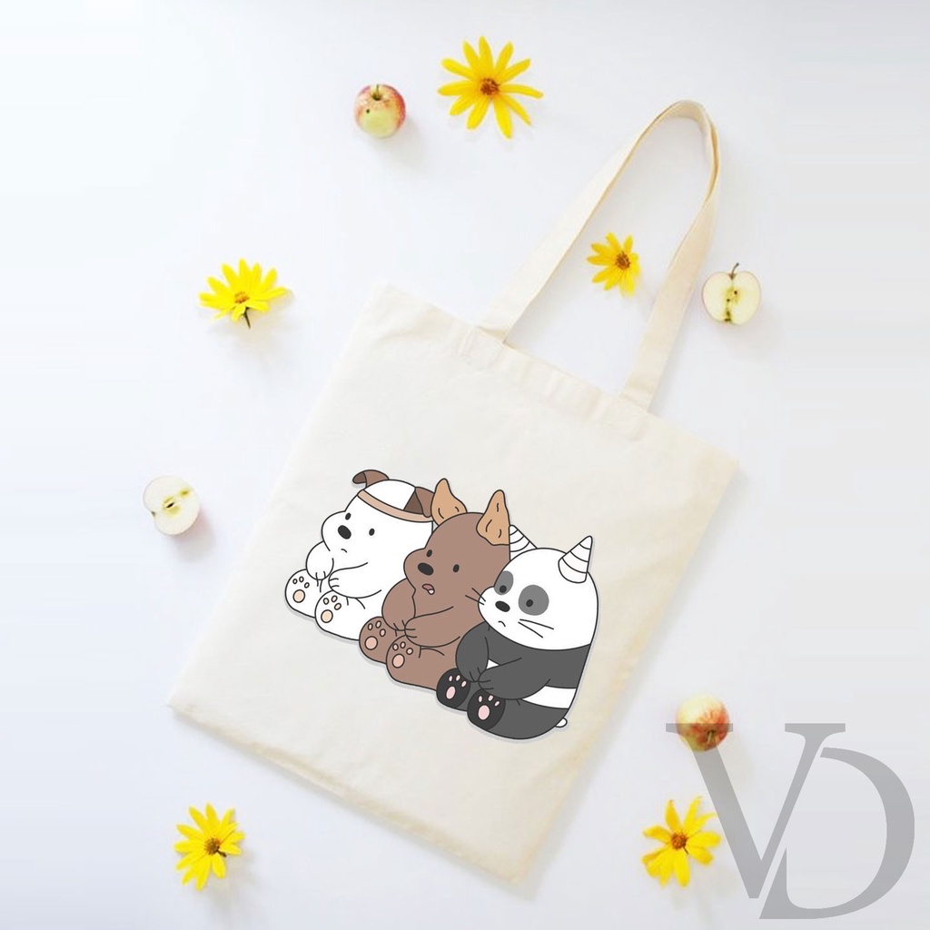 TOTE BAG BAHAN KANVAS lucu TOTE BAG / TAS BELANJA MOTIF KOREA