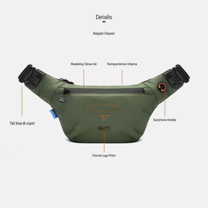 Tas waistbag ANTI AIR Tas selempang waterproof Bolak balik dua warna