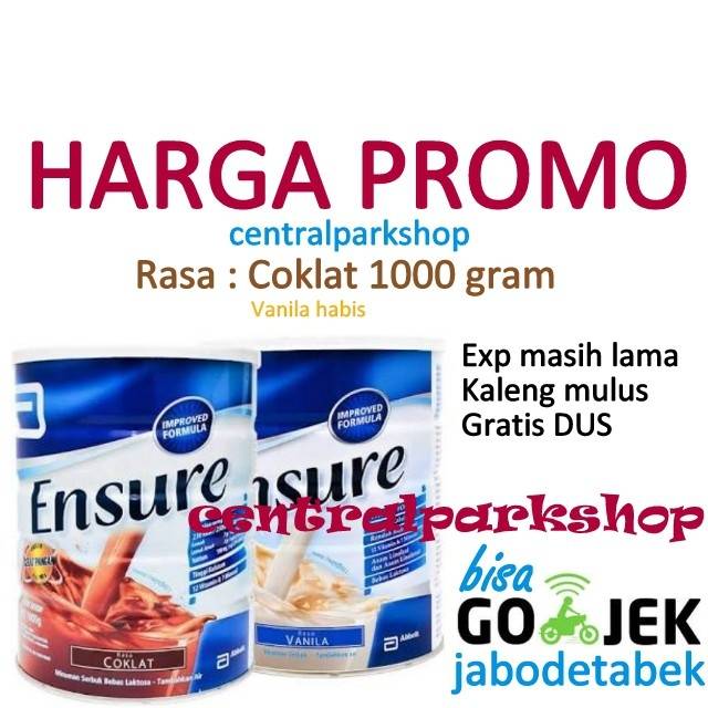 Susu ENSURE FOS Vanila Vanilla Coklat Kaleng 1000gr 1000 g gr gram 1000g 1000gram Abbott