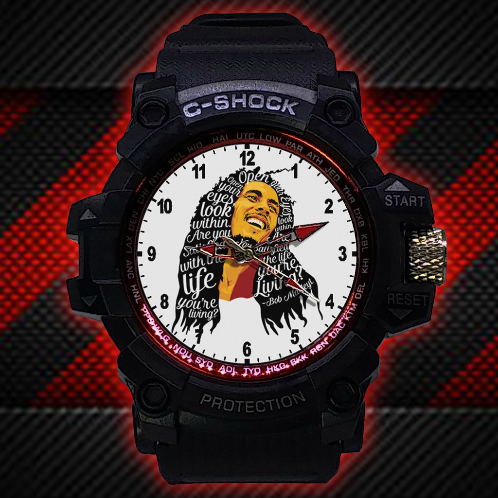 (ISTIMEWA BOSSQUE) JAM TANGAN BOB MARLEY LIST MERAH - EXCLUSIVE 7