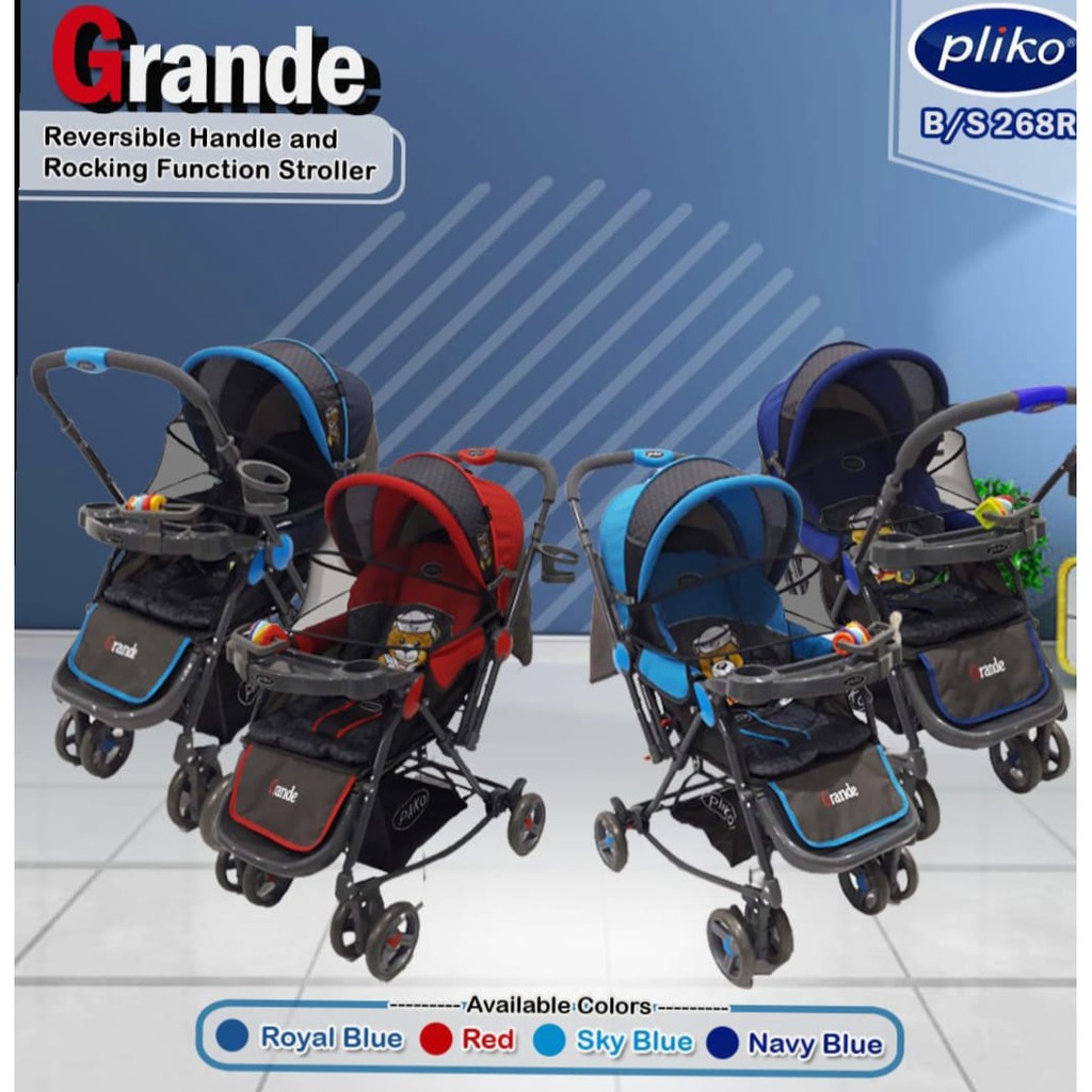 Stroller bayi murah pliko grande 268 R dorongan bayi bisa ayun dorong handle depan dan belakang kere