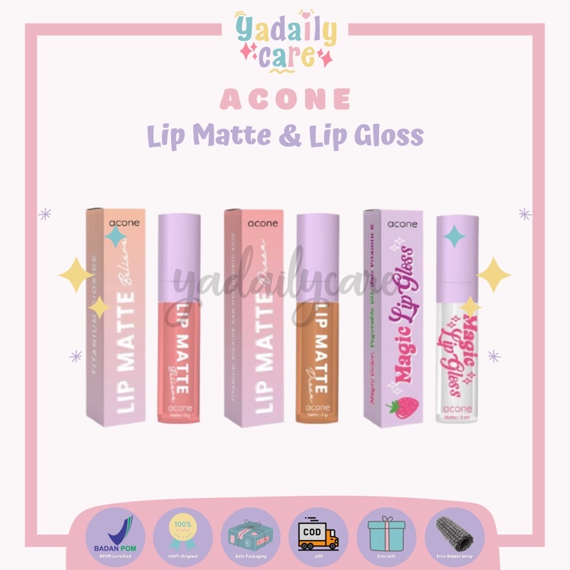 [FREE GIFT] [RESMI] LIP MATTE & MAGIC LIP GLOSS BY ACONE BPOM