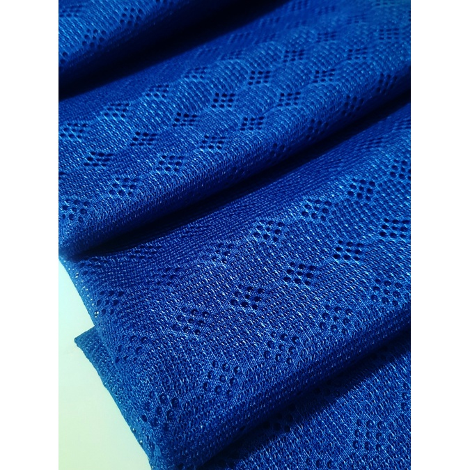 Bahan Kain Lace Lubang Biru Tua Anggun Elegan