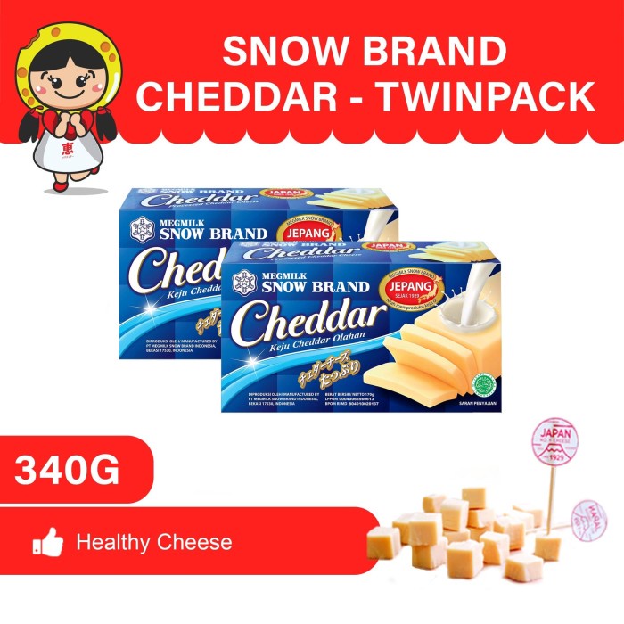 

Keju- Meg Snow Brand Cheddar 170Gr - Twin Pack -Keju.