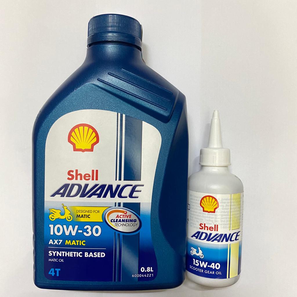 PAKET OLI MATIC SHELL ADVANCE AX7 SCOOTER 0.8L TERMASUK SHELL OLI GEAR GARDAN