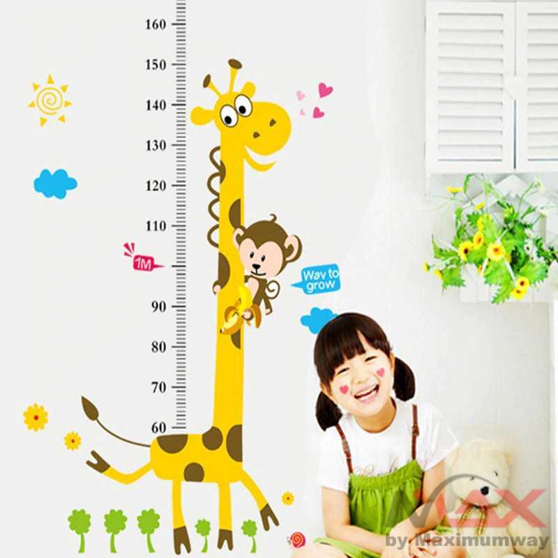 Wallpaper Meteran Tinggi badan anak garisan pengukur tinggi anak NieNie Sticker Wallpaper Dinding Cartoon Giraffe Ruler 50x70cm - Cartoon Animal Giraffe Height Measure Wall Stickers For Kids Rooms Child Bedroom Wall Decoration Home Decor Wall Art PVC