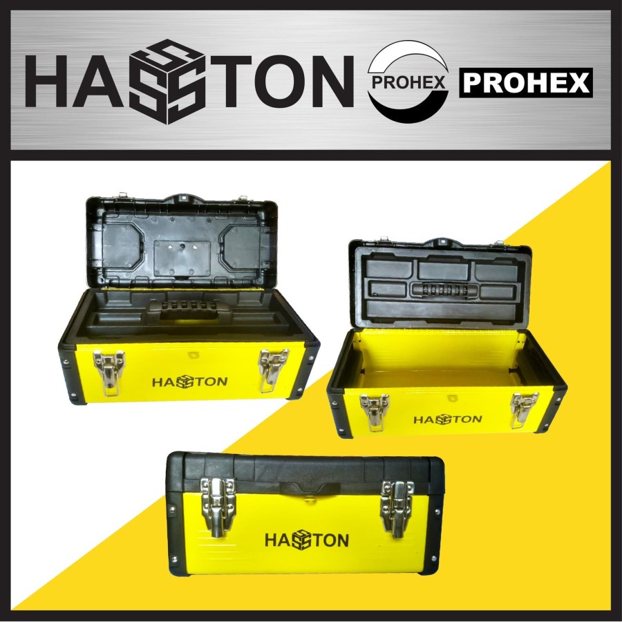 Toolbox 17&quot; Plat Besi Plastik Hasston Prohex Kotak Tool Box Perkakas
