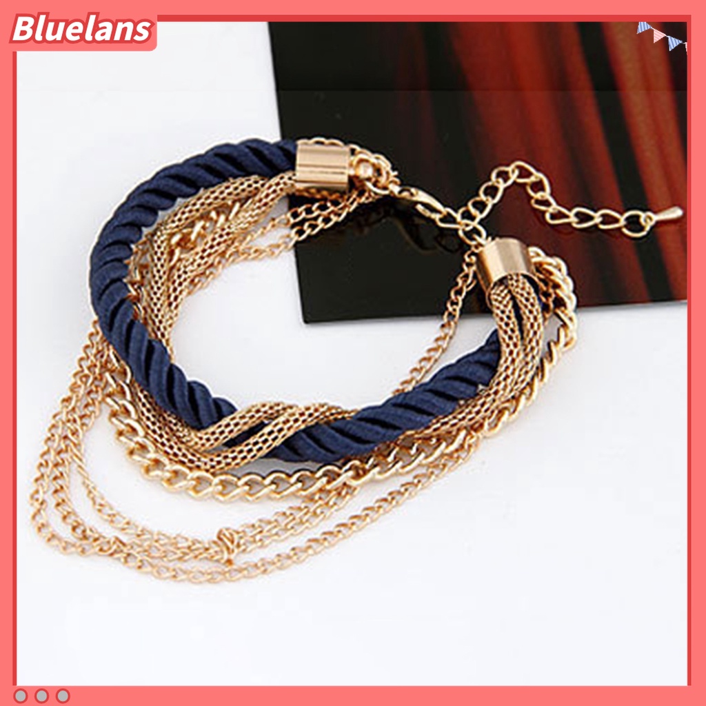 Gelang Rantai Multilayer Adjustable Bahan Alloy Metal Untuk Wanita