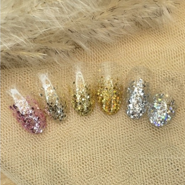 6 warna GLITTER HEXAGON NAIL ART