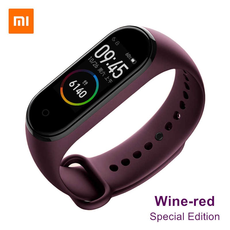 Tali Jam Sports Silicone Wristband Strap for Xiaomi Mi Band 3/4 - Wine Red