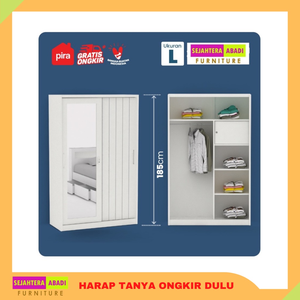 lemari pakaian besi sliding saxon 120 mwdsl pintu geser plus cermin prodesign high end