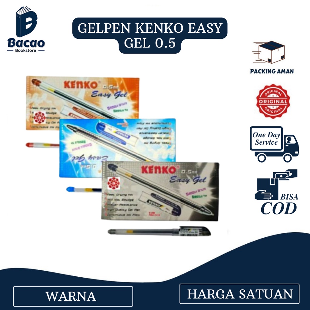 

Bolpoin Kenko Easy Gel 0.5 WARNA - Merek Kenko HARGA SATUAN