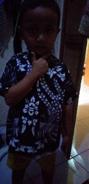 Couple Ayah Dan Anak Batik Manuk Cendrawasih Hitam Putih