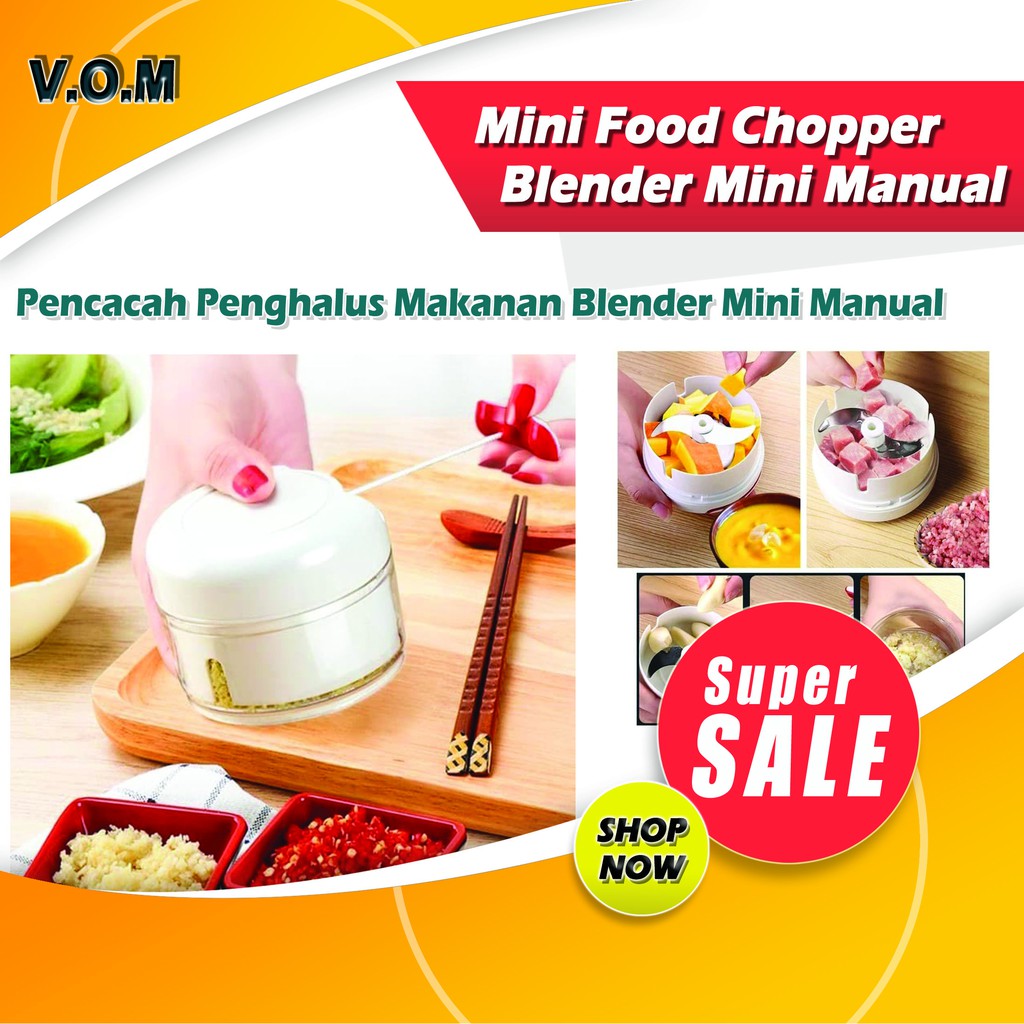 VOM Mini Food Chopper AlatPencacah Manual SayuranBawangPutih DLL 0671